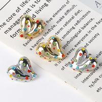 1 Pair Simple Style Heart Shape Inlay Copper Artificial Rhinestones Artificial Diamond Gold Plated Ear Studs main image 4
