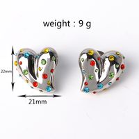 1 Pair Simple Style Heart Shape Inlay Copper Artificial Rhinestones Artificial Diamond Gold Plated Ear Studs main image 2