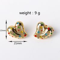 1 Pair Simple Style Heart Shape Inlay Copper Artificial Rhinestones Artificial Diamond Gold Plated Ear Studs sku image 1