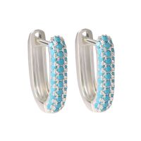 1 Pair Simple Style U Shape Inlay Copper Zircon Silver Plated main image 3