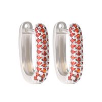 1 Pair Simple Style U Shape Inlay Copper Zircon Silver Plated main image 4