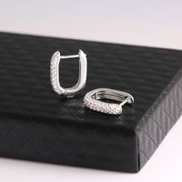1 Pair Simple Style U Shape Inlay Copper Zircon Silver Plated main image 6