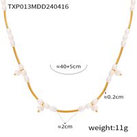 304 Stainless Steel Freshwater Pearl 18K Gold Plated IG Style French Style Simple Style Beaded Oval Bracelets Necklace main image 3