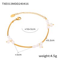 304 Stainless Steel Freshwater Pearl 18K Gold Plated IG Style French Style Simple Style Beaded Oval Bracelets Necklace main image 2