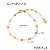 304 Stainless Steel Shell 18K Gold Plated Elegant Simple Style Beaded Plating Round Bracelets Necklace Jewelry Set main image 10