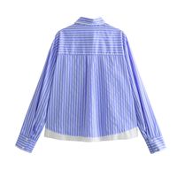 Women's Blouse Long Sleeve Blouses Contrast Binding Streetwear Stripe main image 2