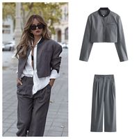 Casual Outdoor Daily Women's Streetwear Stripe Polyester Pocket Pants Sets Pants Sets main image 6