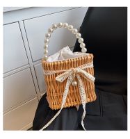 Women's Small Straw Solid Color Vacation Beach Beading Weave String Straw Bag main image 3