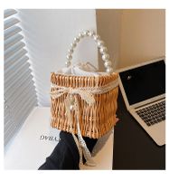 Women's Small Straw Solid Color Vacation Beach Beading Weave String Straw Bag main image 2