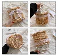 Women's Small Straw Solid Color Vacation Beach Beading Weave String Straw Bag main image 4