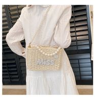 Women's Medium Straw Letter Solid Color Vacation Beach Beading Weave String Straw Bag main image 3