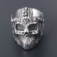 304 Stainless Steel Retro Punk Polishing Skull Rings main image 5
