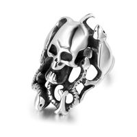304 Stainless Steel Retro Funny Punk Polishing Skull Rings main image 9