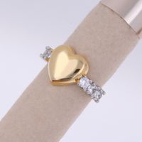 Copper 18K Gold Plated IG Style Streetwear Cool Style Plating Inlay Cross Heart Shape Bow Knot Zircon Open Rings main image 6