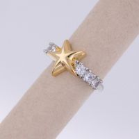 Copper 18K Gold Plated IG Style Streetwear Cool Style Plating Inlay Cross Heart Shape Bow Knot Zircon Open Rings main image 5
