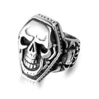304 Stainless Steel Gothic Retro Punk Polishing Skull Rings sku image 1