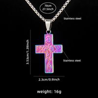 Retro Commute Cross 201 Stainless Steel Zinc Alloy Inlay Rhinestones Unisex Pendant Necklace main image 4