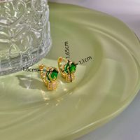 1 Pair Lady Sweet Pastoral Vegetable Plating Inlay Copper Artificial Crystal Zircon Gold Plated Hoop Earrings main image 1