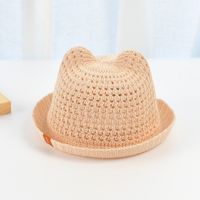 Children Unisex Cartoon Style Cute Solid Color Crimping Straw Hat sku image 1