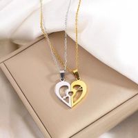 Edelstahl 304 18 Karat Vergoldet Romantisch Einfacher Stil Aushöhlen Herzform Halskette Mit Anhänger main image 6