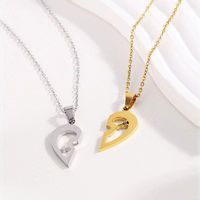 Edelstahl 304 18 Karat Vergoldet Romantisch Einfacher Stil Aushöhlen Herzform Halskette Mit Anhänger main image 3