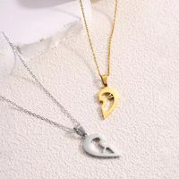 Edelstahl 304 18 Karat Vergoldet Romantisch Einfacher Stil Aushöhlen Herzform Halskette Mit Anhänger main image 1