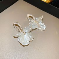 1 Pair IG Style Sweet Petal Inlay Copper Zircon Drop Earrings sku image 1
