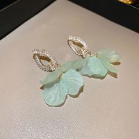 1 Pair IG Style Sweet Petal Inlay Copper Zircon Drop Earrings sku image 3