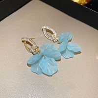 1 Pair IG Style Sweet Petal Inlay Copper Zircon Drop Earrings sku image 4