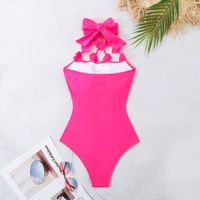 Women's Sexy Solid Color Flower Bow Knot 1 Piece One Piece Swimwear main image 1