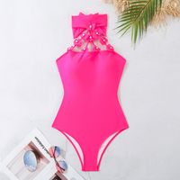 Women's Sexy Solid Color Flower Bow Knot 1 Piece One Piece Swimwear main image 4