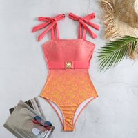 Women's Vacation Ditsy Floral Gradient Color 2 Pieces Set One Piece Swimwear main image 2
