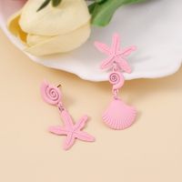 1 Pair Casual Vacation Starfish Shell Zinc Alloy Drop Earrings sku image 4