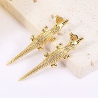 1 Pair IG Style Simple Style Animal Inlay Copper Zircon 18K Gold Plated Ear Studs main image 7