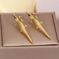 1 Pair IG Style Simple Style Animal Inlay Copper Zircon 18K Gold Plated Ear Studs sku image 1