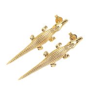 1 Pair IG Style Simple Style Animal Inlay Copper Zircon 18K Gold Plated Ear Studs main image 5