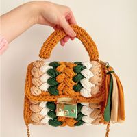 Women's Small Cotton Color Block Vintage Style Lock Clasp Handbag main image 4