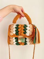 Women's Small Cotton Color Block Vintage Style Lock Clasp Handbag sku image 3