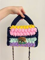 Women's Small Cotton Color Block Vintage Style Lock Clasp Handbag sku image 4
