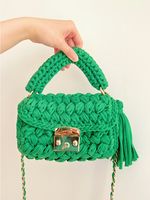 Women's Small Cotton Color Block Vintage Style Lock Clasp Handbag sku image 8