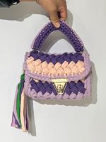 Women's Small Cotton Color Block Vintage Style Lock Clasp Handbag sku image 6