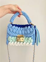 Women's Small Cotton Color Block Vintage Style Lock Clasp Handbag sku image 7