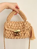 Women's Small Cotton Color Block Vintage Style Lock Clasp Handbag sku image 9