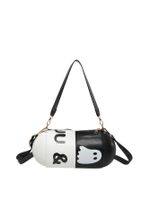 Women's Medium Pu Leather Letter Color Block Cute Zipper Crossbody Bag sku image 2