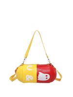Women's Medium Pu Leather Letter Color Block Cute Zipper Crossbody Bag sku image 1