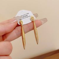 1 Pair Simple Style Water Droplets Solid Color Alloy Copper 14K Gold Plated Drop Earrings main image 4