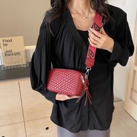 Women's Pu Leather Solid Color Classic Style Sewing Thread Zipper Crossbody Bag sku image 3