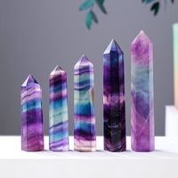 Simple Style Geometric Rainbow Fluorite Crystal Ornaments sku image 1