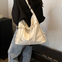 Women's Pu Leather Solid Color Bow Knot Preppy Style Sewing Thread Zipper Tote Bag main image video