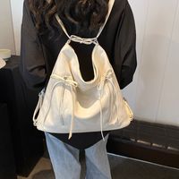 Women's Pu Leather Solid Color Bow Knot Preppy Style Sewing Thread Zipper Tote Bag main image 2